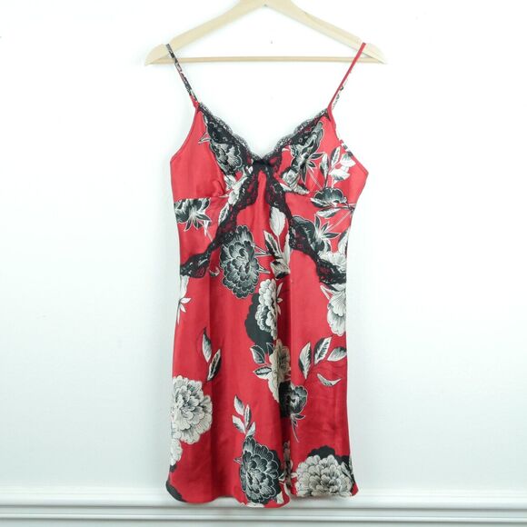 Apt 9 Small Slipdress Babydoll Red Floral Lace Satin Grunge Boho Coquette Vamp - Picture 1 of 5